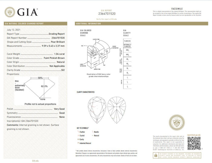 White Gold Brilliant & Pear Cut Pinkish Brown Diamond Ring - 1.68ct-10778