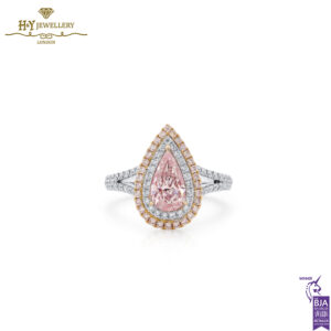 White Gold Brilliant & Pear Cut Pinkish Brown Diamond Ring - 1.68ct-0