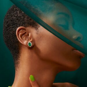 House Of Meraki Myra Studs - Yellow Gold Marquise Cut Emerald & Diamond - 2.28ct-10596