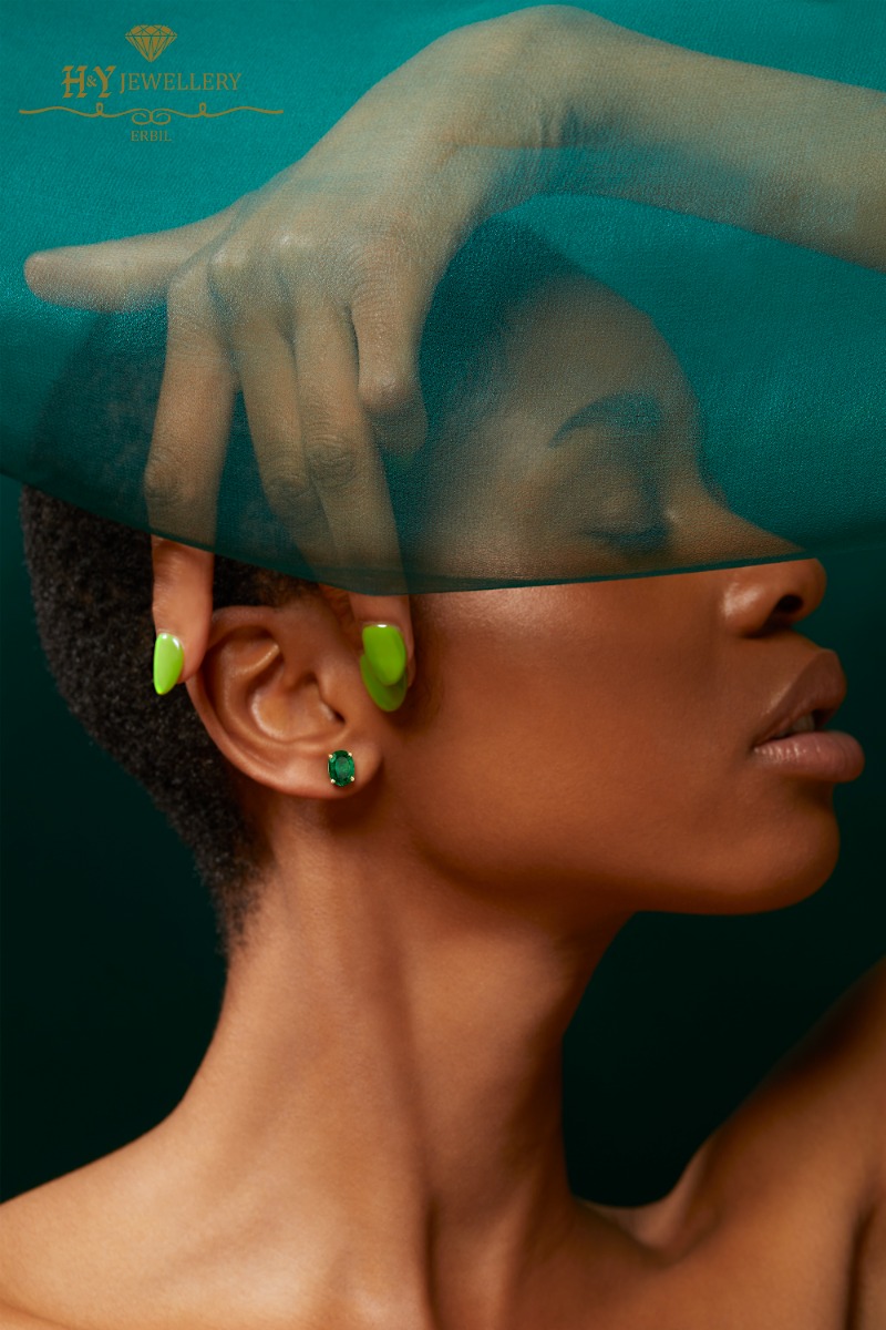 House Of Meraki Allora Studs - Yellow Gold Oval Cut Emerald - 3.78ct-10592