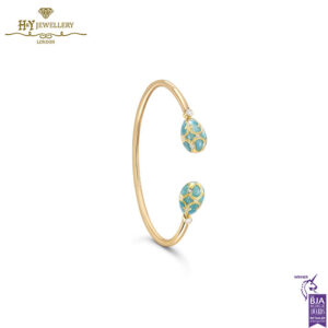 Fabergé Heritage Yellow Gold Diamond & Turquoise Guilloche Enamel Open Bracelet-0