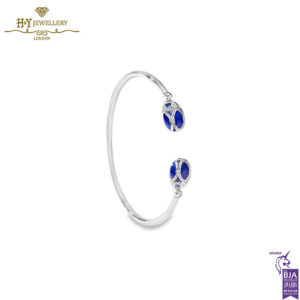 Fabergé Heritage Palais White Gold Diamond & Royal Blue Guilloché Enamel Open Bracelet-0