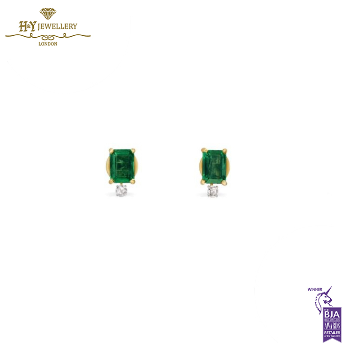 House Of Meraki Kyem Studs - Yellow Gold Emerald & Diamond Earrings - 1.68ct-0