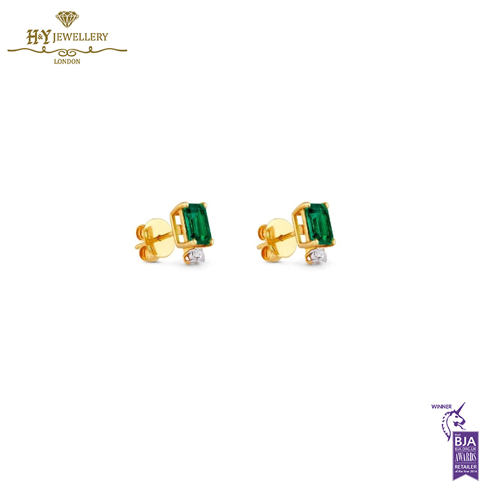 House Of Meraki Kyem Studs - Yellow Gold Emerald & Diamond Earrings - 1.68ct-13934