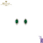 House Of Meraki Myra Studs - Yellow Gold Marquise Cut Emerald & Diamond - 2.28ct-0
