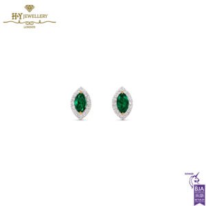 House Of Meraki Myra Studs - Yellow Gold Marquise Cut Emerald & Diamond - 2.28ct-0
