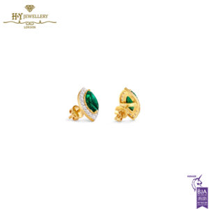 House Of Meraki Myra Studs - Yellow Gold Marquise Cut Emerald & Diamond - 2.28ct-13908