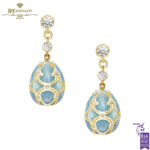 Fabergé Heritage Yellow Gold Diamond & Turquoise Guilloche Enamel Egg Drop Earrings-0