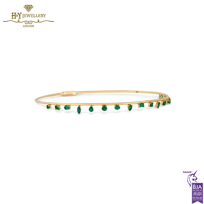 House Of Meraki Yellow Gold Peacock Choker Natural Zambian Emerald & Diamond - 3.05ct -13916
