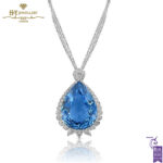 White Gold Pear Cut Large Spinel & Brilliant Cut Diamond Necklace - 41.00ct-0