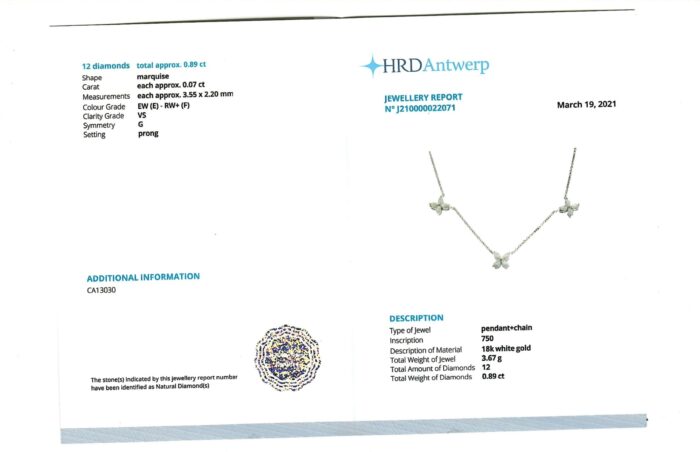 White Gold Brilliant Cut Diamond Trio Flower Necklace - 0.89ct-16524