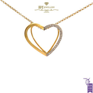 Yellow Gold Brilliant Cut Diamond Heart Gold Shape Pendant - 0.60ct-17643