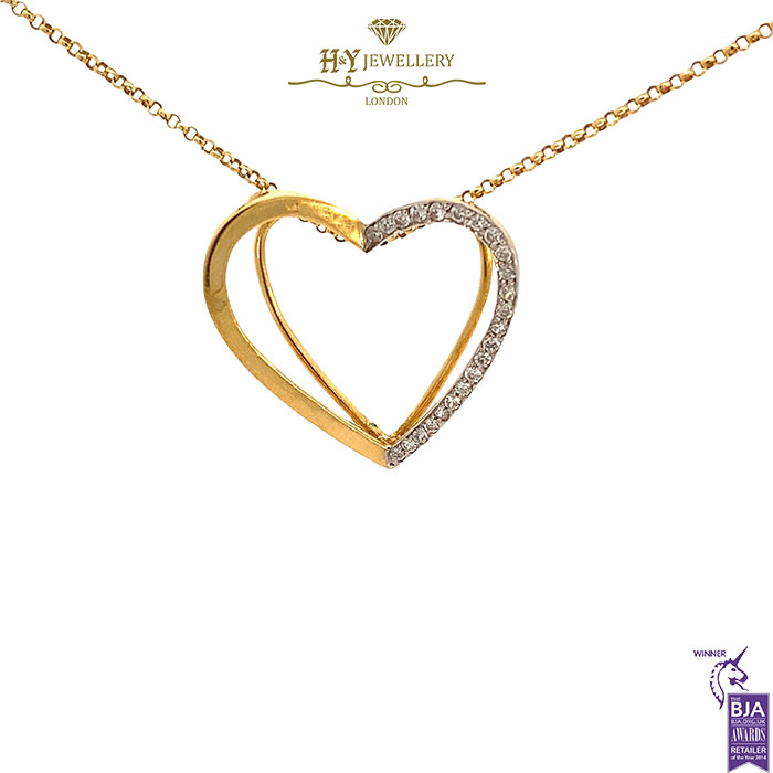 Yellow Gold Brilliant Cut Diamond Heart Gold Shape Pendant - 0.60ct-17643