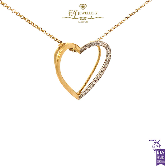 Yellow Gold Brilliant Cut Diamond Heart Gold Shape Pendant - 0.60ct-17642