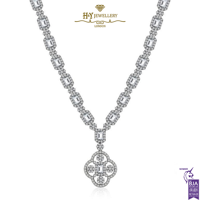 White Gold Mix Cut Diamond Flower Pendant - 1.31ct-0