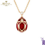 Fabergé Heritage Palais Rose Gold Diamond & Red Guilloché Enamel Petite Egg Pendant-0