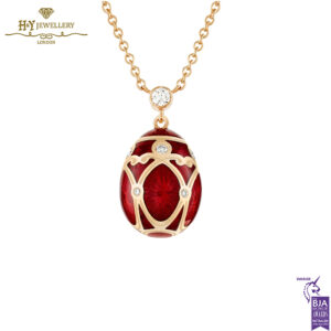 Fabergé Heritage Palais Rose Gold Diamond & Red Guilloché Enamel Petite Egg Pendant-0
