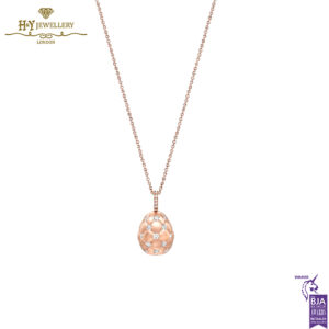 Fabergé Treillage Brushed Rose Gold & Diamond Set Egg Pendant-15376