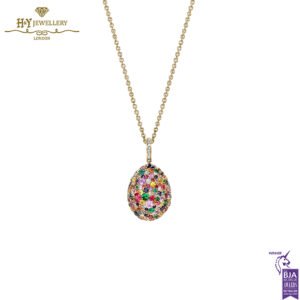Fabergé Emotion Yellow Gold Multicoloured Gemstone Egg Pendant-15378