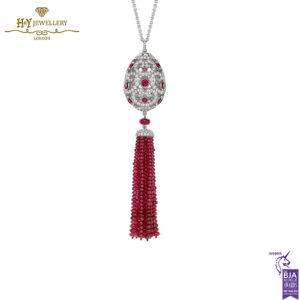 Faberge Imperial Imperatrice White Gold & Ruby Tassel Pendant-0