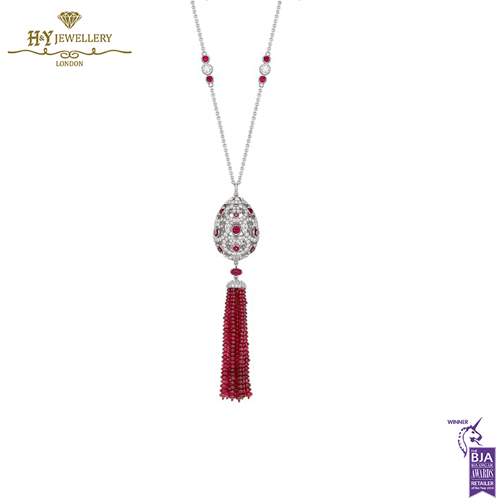 Faberge Imperial Imperatrice White Gold & Ruby Tassel Pendant-15382