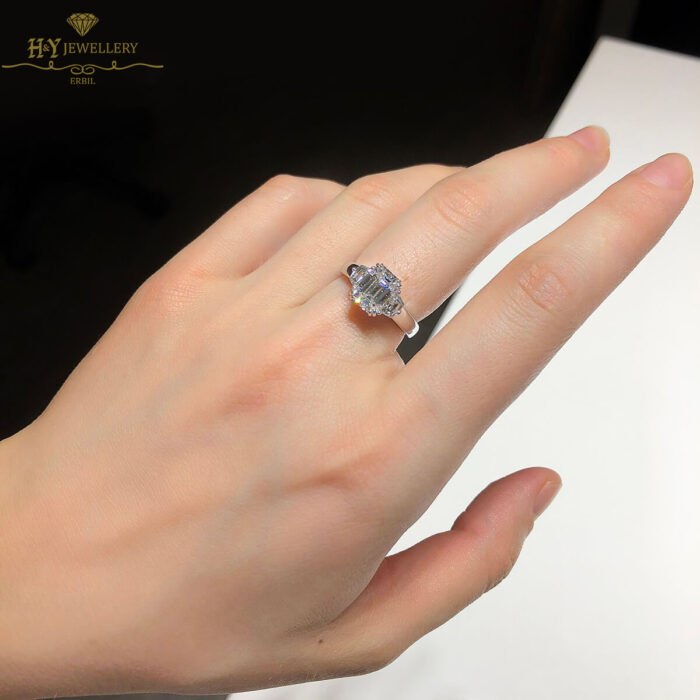 White Gold Emerald Cut & Epaulette Cut Diamond Ring - 2.48ct-10379