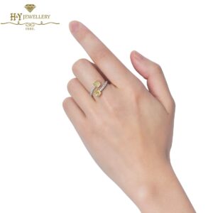 White Gold Cushion Cut Fancy Yellow & Round Cut White Diamond Ring - 2.27ct -10340