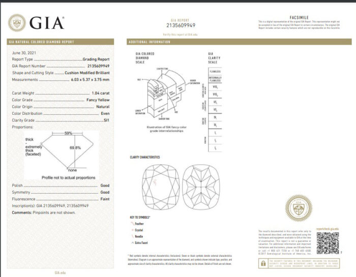 White Gold Cushion Cut Fancy Yellow & Round Cut White Diamond Ring - 2.27ct -10779