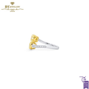 White Gold Cushion Cut Fancy Yellow & Round Cut White Diamond Ring - 2.27ct -14721
