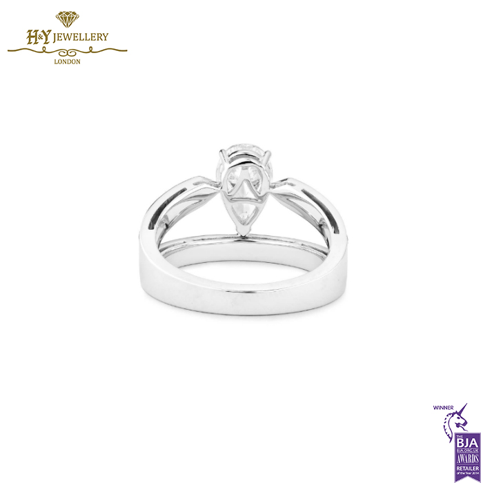 White Gold Pear Cut & Brilliant Cut Diamond Ring - 1.60 ct-14716