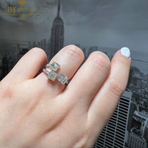 White Gold Triple Asscher Cut & Brilliant Cut Diamond Ring - 3.03ct-10350