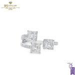 White Gold Triple Asscher Cut & Brilliant Cut Diamond Ring - 3.03ct-0