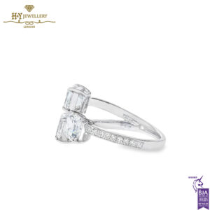 White Gold Triple Asscher Cut & Brilliant Cut Diamond Ring - 3.03ct-13577