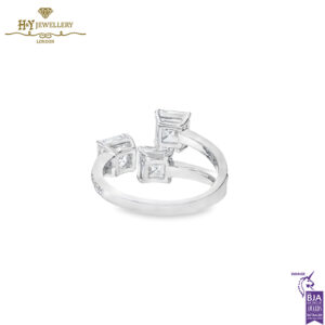 White Gold Triple Asscher Cut & Brilliant Cut Diamond Ring - 3.03ct-13578