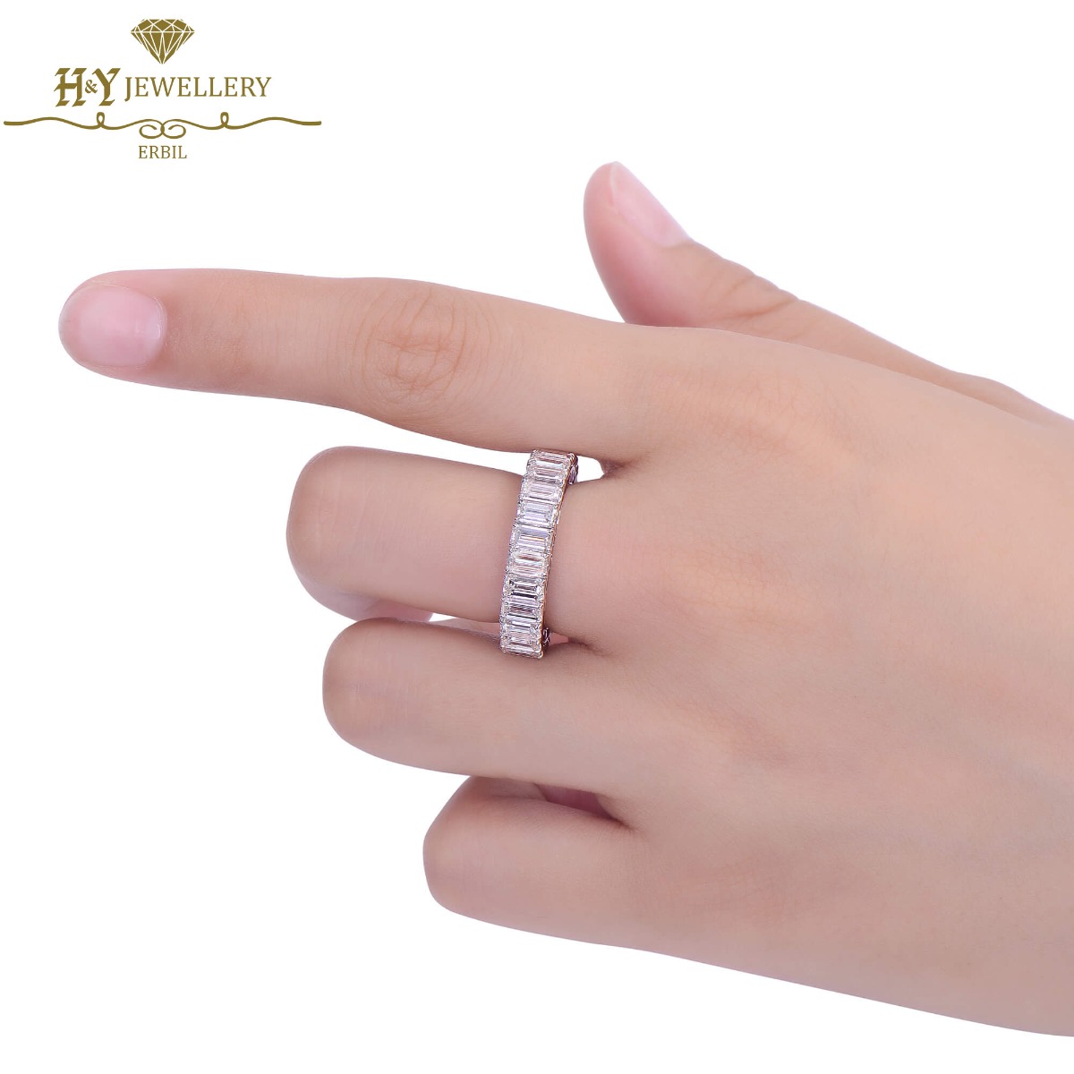 White Gold Emerald Cut Diamond & Ruby Baguette Cut Ring - 10.15ct-10361