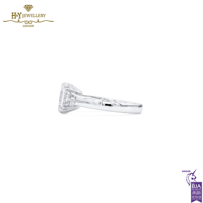 White Gold Emerald Cut & Epaulette Cut Diamond Ring - 2.48ct-14724