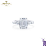 White Gold Emerald & Tapered Cut Diamond Ring - 3.33ct -0