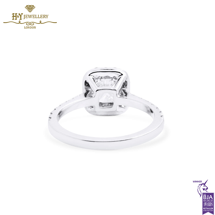 White Gold Rectangular & Round Brilliant Cut Diamond Ring - 1.53ct -14039