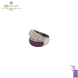 White Gold Brilliant Cut Diamond & Ruby Ring - 0.57ct-17345