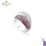 White Gold Brilliant Cut Diamond & Ruby Ring - 0.57ct-0