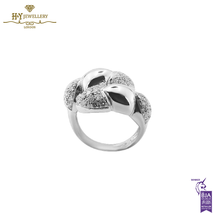 White Gold Brilliant Cut Pave Diamond Ring - 0.37 ct -15448