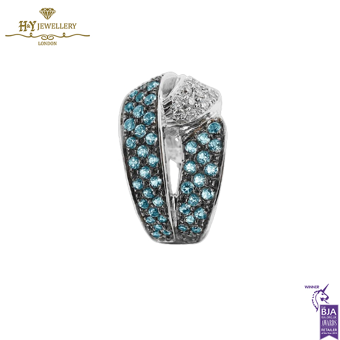 White Gold Brilliant Cut Topaz & Brilliant Cut Diamond Ring - 1.36 ct-14071