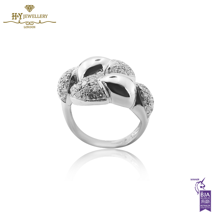 White Gold Brilliant Cut Diamond Ring - 0.99ct-0