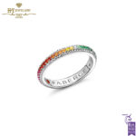 Fabergé Colours of Love White Gold Rainbow Multicoloured Gemstone Fluted Eternity Ring-0