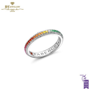 Fabergé Colours of Love White Gold Rainbow Multicoloured Gemstone Fluted Eternity Ring-0