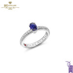 Fabergé Colours of Love White Gold Blue Sapphire Fluted Ring with Diamond Shoulders-0