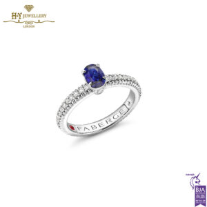 Fabergé Colours of Love White Gold Blue Sapphire Fluted Ring with Diamond Shoulders-0