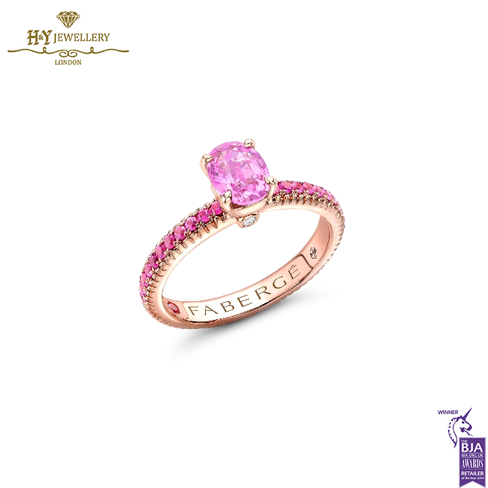 Fabergé Colours of Love Rose Gold Pink Sapphire Fluted Ring with Pink Sapphire Shoulders-0
