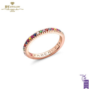 Fabergé Colours of Love Rose Gold Multicolored Gemstones Fluted Eternity Ring-0