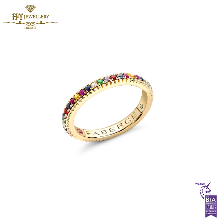 Fabergé Colours of Love Yellow Gold Multicoloured Gemstone Fluted Eternity Ring-0